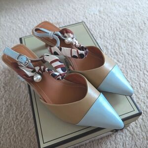 Leather slingback heels